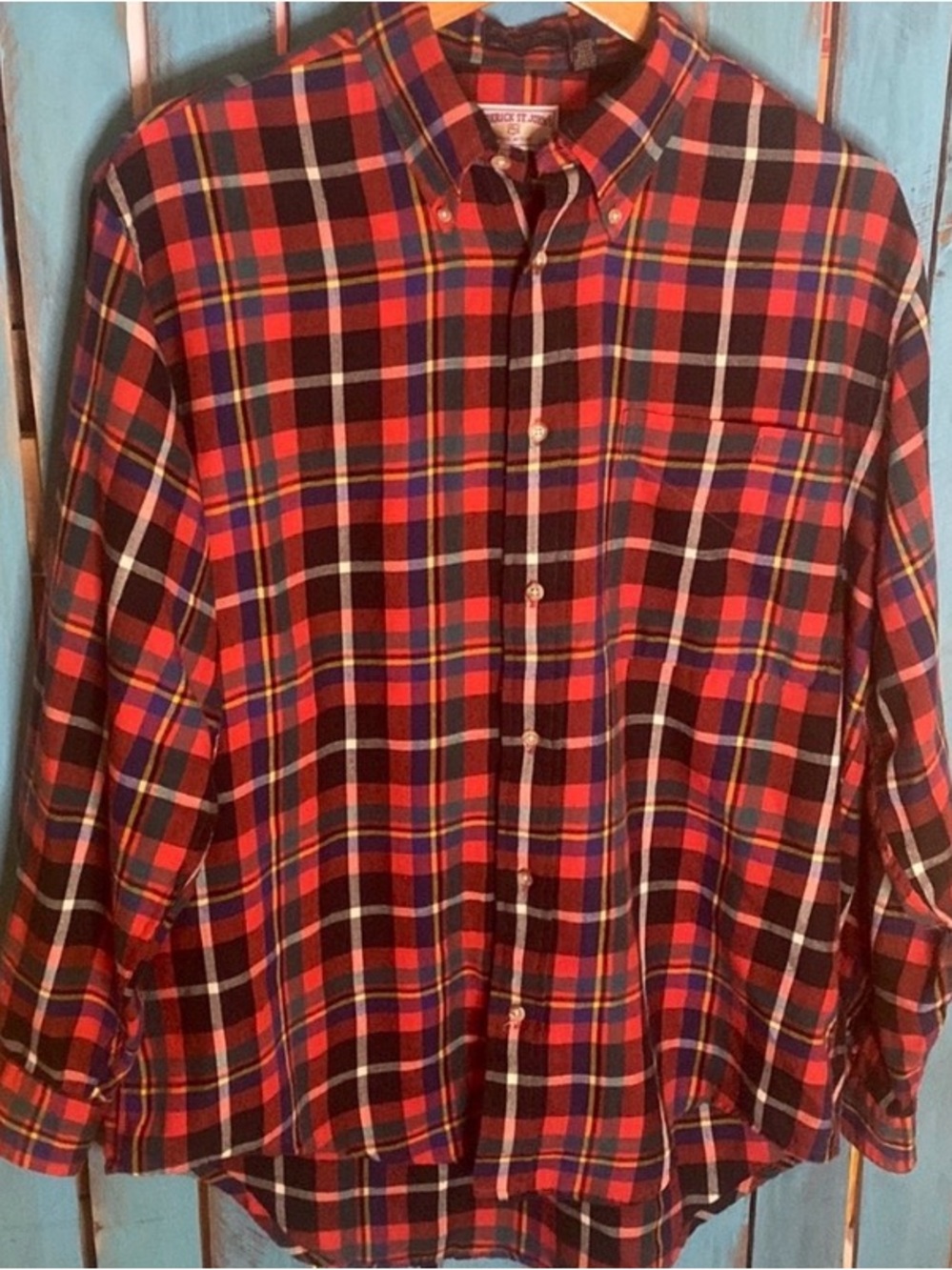 Vintage Roderick St. James superfine twill plaid flannel size Large red black